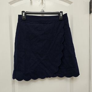J. Crew Navy Blue Scalloped Skirt